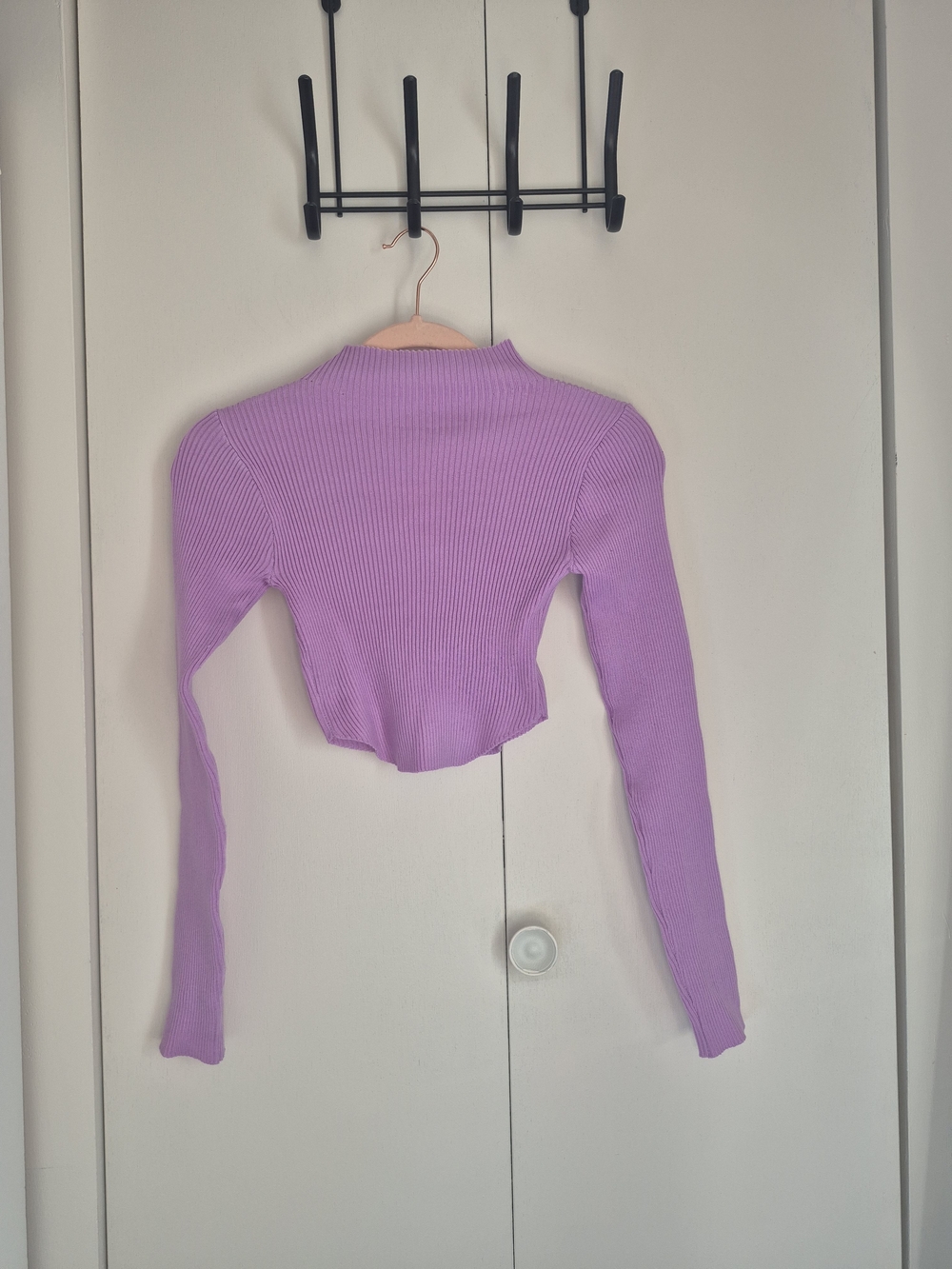 SHEIN Lilac Ribbed Cropped Long Sleeve Top